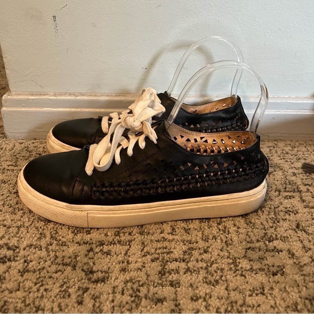 Sam Edelman Raina Black Platform Lace-Up Sneakers Size 8